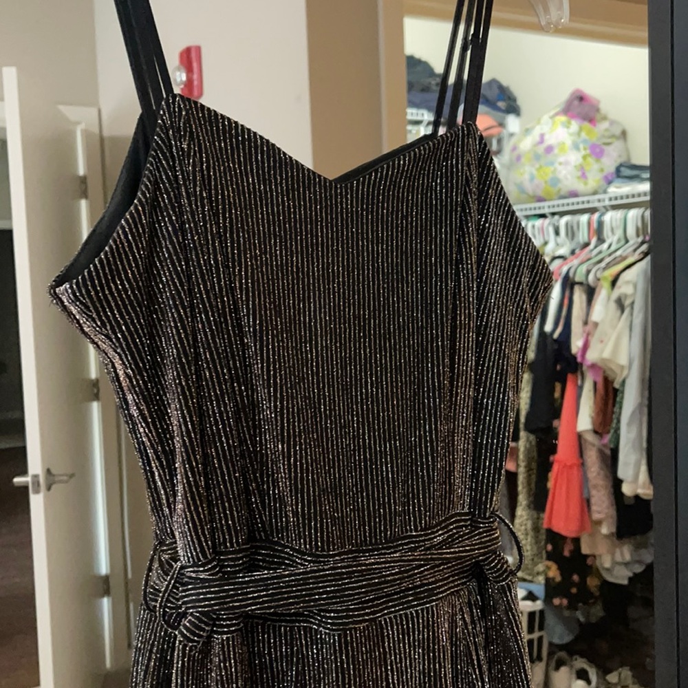 Metallic Jumpsuit with tie Waist! Size Large